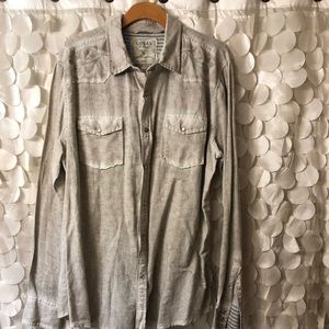Linen nude button down shirt
